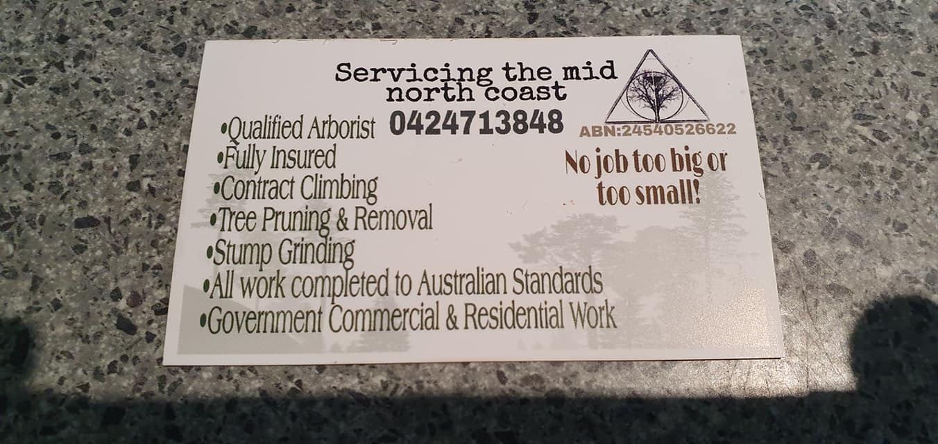 Stubbs Tree Services - Back of Card