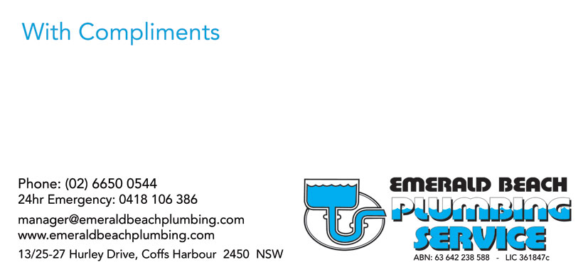 Emerald Beach Plumbing - With Compliments