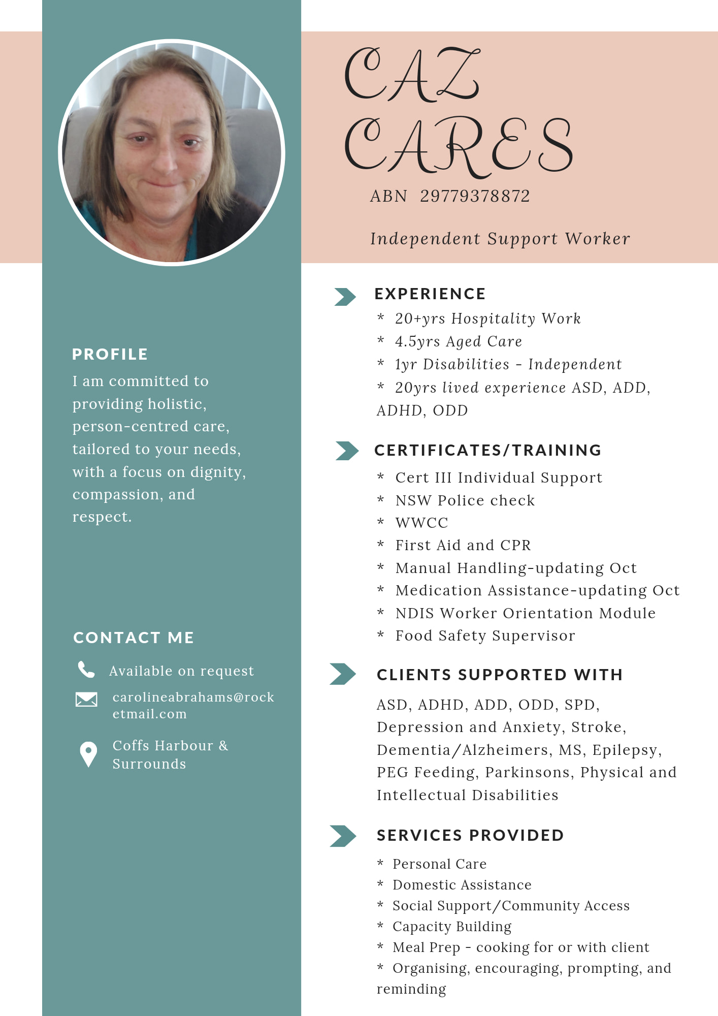 Caz Abrahams - Support Resume
